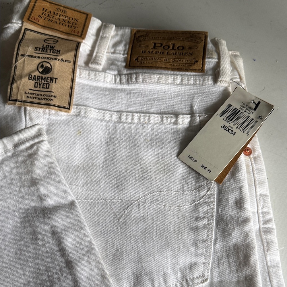 Polo by Ralph Lauren White Jeans with Printed Size Detail
